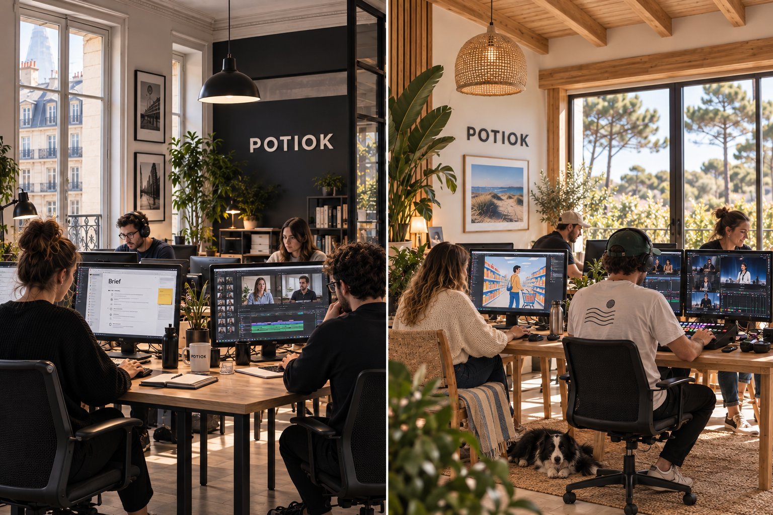 The Potiok team at work, in Paris and Capbreton